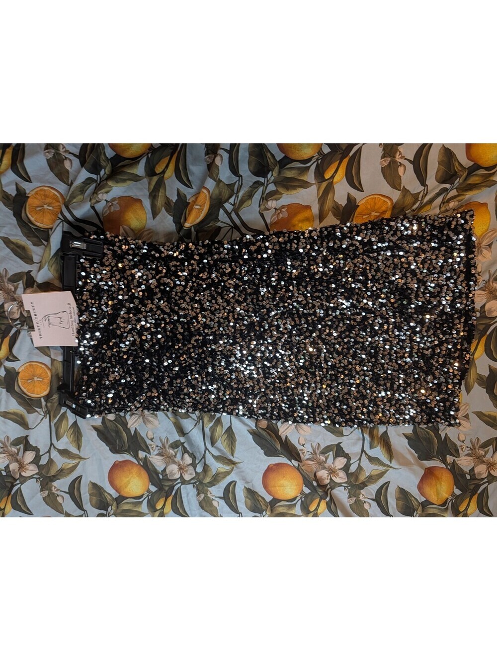 3030 Black Sequin Mini Dress with Matching Handbag | New With Tags | Size Medium